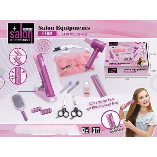 Hair Salon Toys for Girls Beauty Salon Pretend Play Hair Styling Set with Blow Dryer Makeup Set For Kids