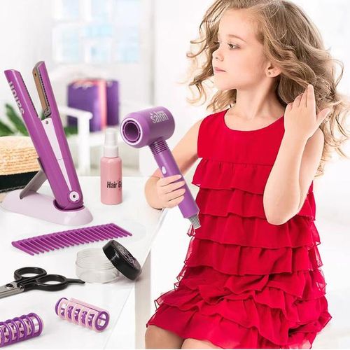 Hair Salon Toys for Girls Beauty Salon Pretend Play Hair Styling Set with Blow Dryer Makeup Set For Kids