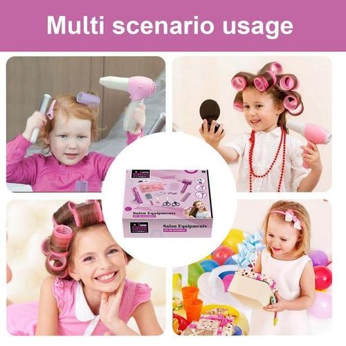 Hair Salon Toys For Girls Kids Beauty Salon Toy Kit Realistic Girl Beauty Salon Playset Hair Styling Toy With Blow Dryer