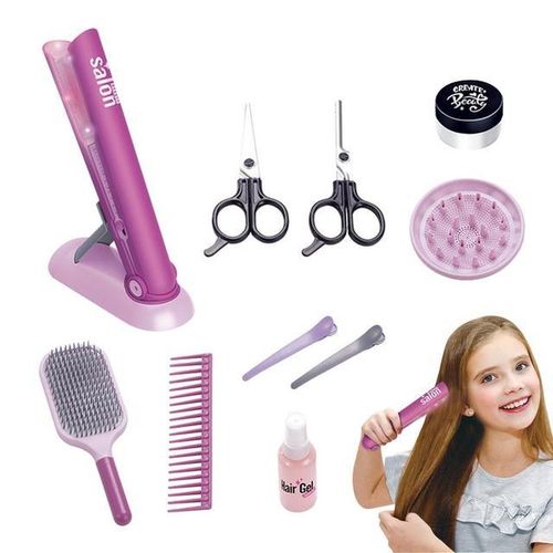 Hair Salon Toys For Girls Kids Beauty Salon Toy Kit Realistic Girl Beauty Salon Playset Hair Styling Toy With Blow Dryer