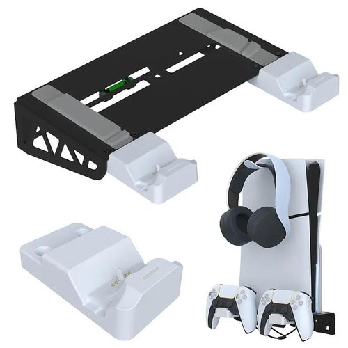 Wall Mount Bracket Console Stand with Controller Holder Charger Display Stand Base for PS5 for PS5 Disc and Digital Edition