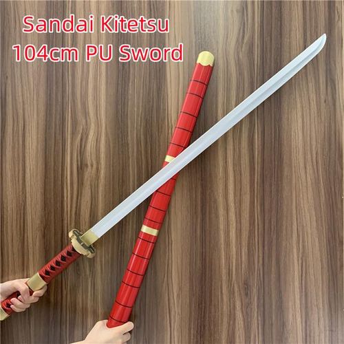 FC 104cm Cosplay 1:1 Anime One Piece Roronoa Zoro Aki Mizu Katana Safety PU Ninja Samurai Toy