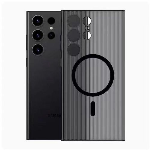 Applicable to Samsung S24ultra Phone Case Corrugated Grating Magnetic Suction S23ultra Ice Fog Drop-Resistant Protective Cover