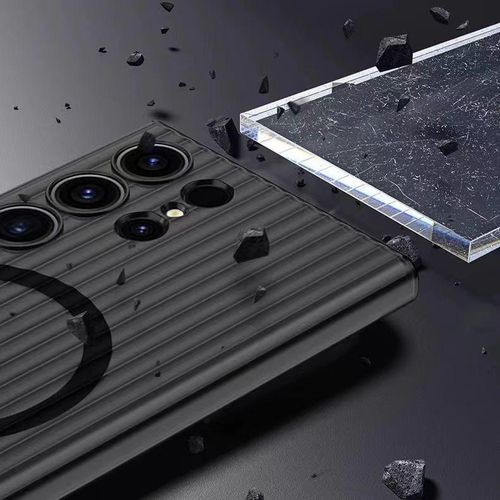 Applicable to Samsung S24ultra Phone Case Corrugated Grating Magnetic Suction S23ultra Ice Fog Drop-Resistant Protective Cover