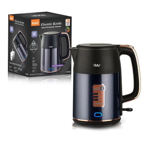 RAF 2L Double Layer Cordless Electric Kettle wWth Auto Shut-Off & Removable Mesh Flask Pacolater -Black