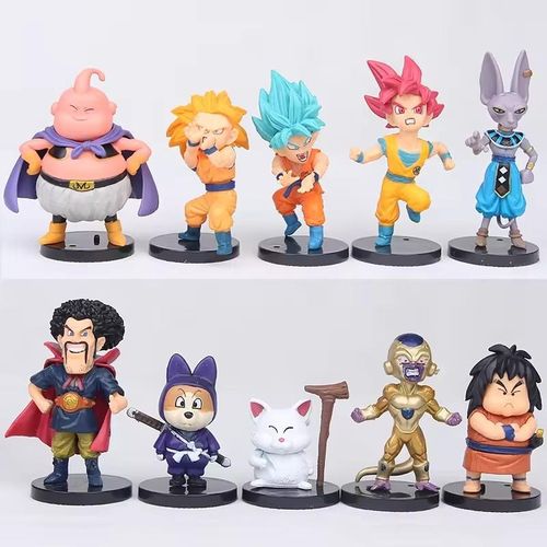 10Pcs/Set Anime Dragon Ball Z Set Super Son Goku Vegeta Broly Buu Action Figure Ultra Instinct Model for Fans Gifts Toys