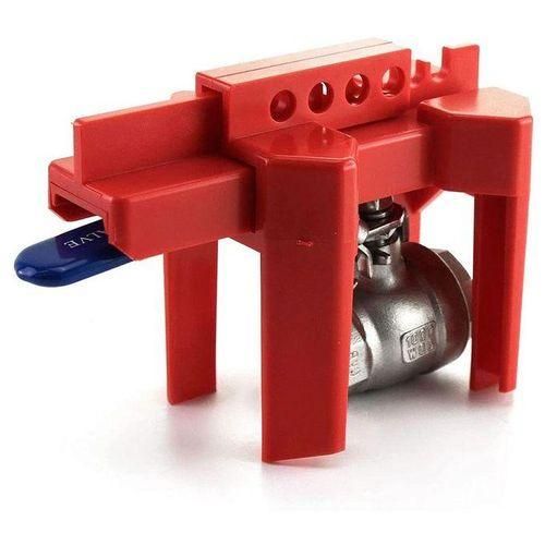 Small Ball Valve Lockout, for 12 Inch  212 Inch OD Pipe, Red, 1 Pack