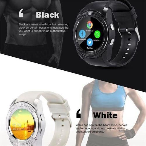 Ladies White Smart Watch V8 Bluetooth Function Watch