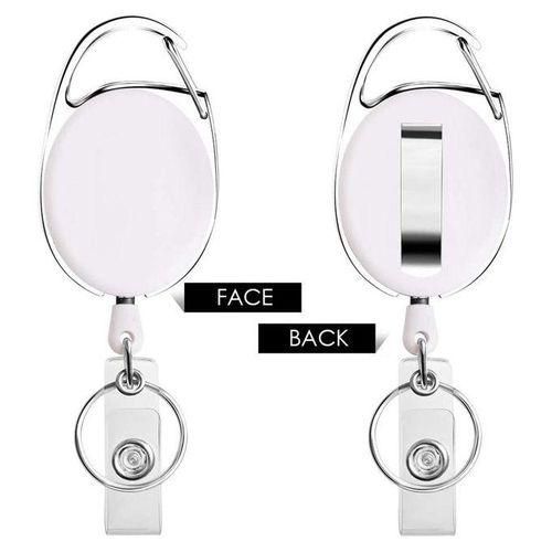 Retractable Badge Holder with Carabiner Reel Clip and Key Ring for ID Card Key Keychain Holders Black 10 Pieces,White