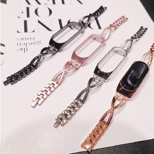 Stainless Steel Wrist Strap For Mi Band 7 6 5 4 3 Strap Replacement Diamonds Women Men For Miband Bracelet