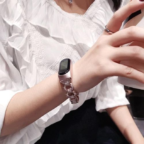 Stainless Steel Wrist Strap For Mi Band 7 6 5 4 3 Strap Replacement Diamonds Women Men For Miband Bracelet
