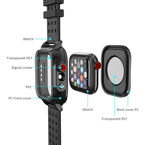 Ip68 Waterproof Case For Iwatch4 44mm 40mm Shockproof Bumper Pc Watch Caserubber Watch Band Strap For Iwatch3 38mm 42mm