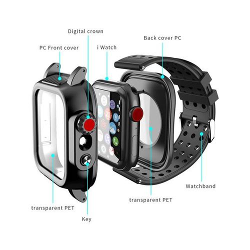 Ip68 Waterproof Case For Iwatch4 44mm 40mm Shockproof Bumper Pc Watch Caserubber Watch Band Strap For Iwatch3 38mm 42mm