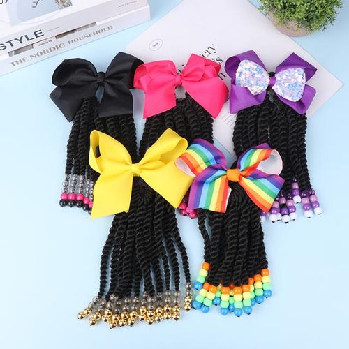Braided Hair Extensions Synthetic Ponytail Braids Wigs DIY Women Womens Beaded Wigs Bows Children'S Hair Extensions