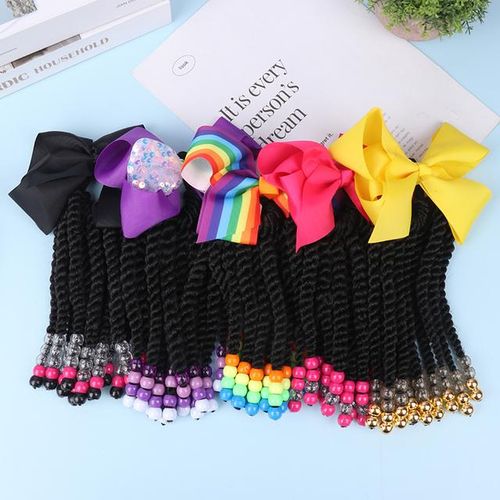 Braided Hair Extensions Synthetic Ponytail Braids Wigs DIY Women Womens Beaded Wigs Bows Children'S Hair Extensions