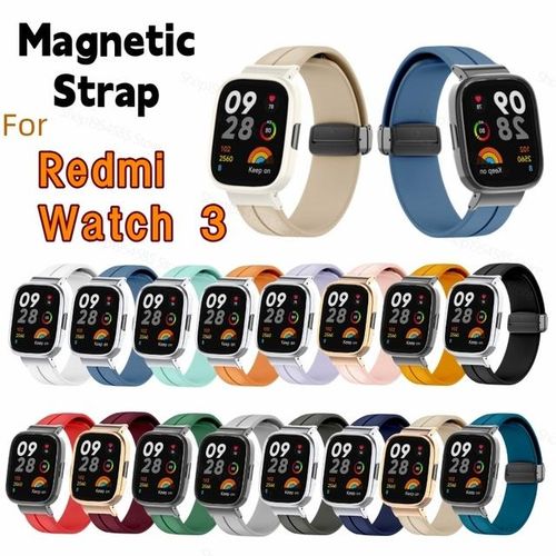 Magnetic Strap For Redmi Watch 3 2lite Metal Frame Soft Silicone Magnetic Clasp Ajust Length For Mi Watch 3 2 Case Strap
