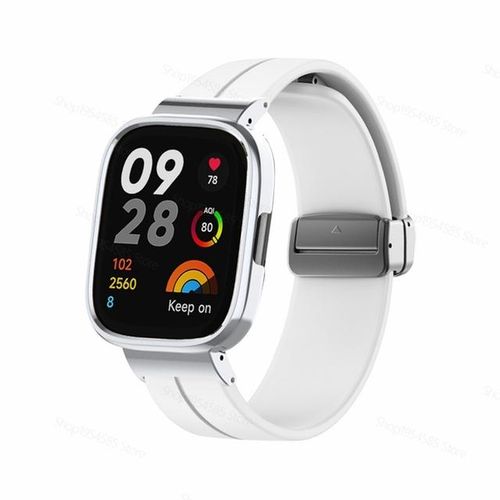 Magnetic Strap For Redmi Watch 3 2lite Metal Frame Soft Silicone Magnetic Clasp Ajust Length For Mi Watch 3 2 Case Strap