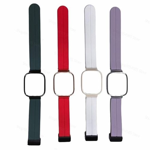 Magnetic Strap For Redmi Watch 3 2lite Metal Frame Soft Silicone Magnetic Clasp Ajust Length For Mi Watch 3 2 Case Strap