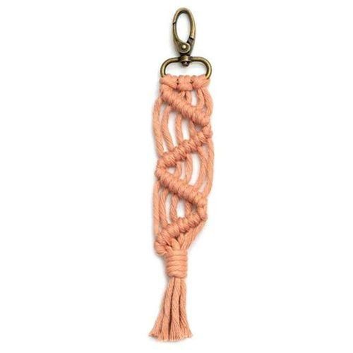 Mini Macrame Keychains Boho Macrame Bag Charms Handcrafted Accessory for Car Key Purse Phone Supplies, C