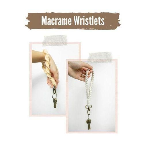 Mini Macrame Keychains Boho Macrame Bag Charms Handcrafted Accessory for Car Key Purse Phone Supplies, C