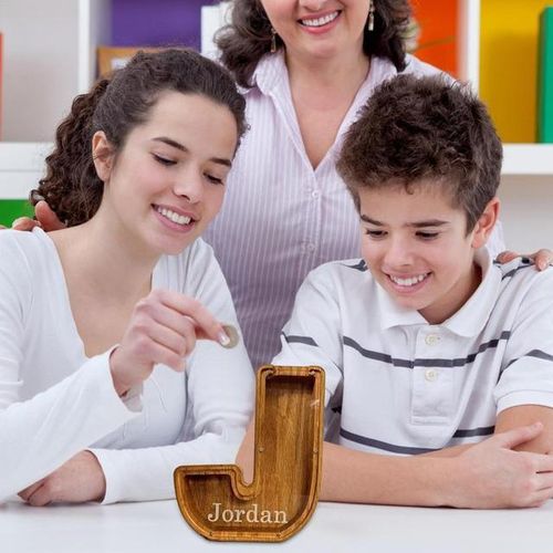 Savings Bank For Adults Large Wooden Letter Bank DIY Clear Money Bank Transparent Saving Money Box Christmas Birthday