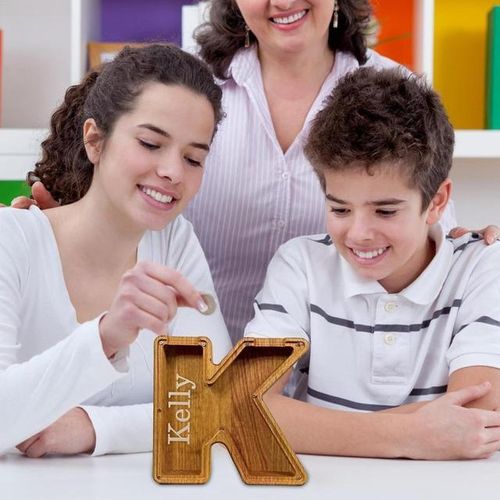Savings Bank For Adults Large Wooden Letter Bank DIY Clear Money Bank Transparent Saving Money Box Christmas Birthday