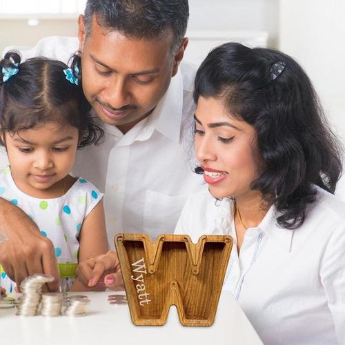 Savings Bank For Adults Large Wooden Letter Bank DIY Clear Money Bank Transparent Saving Money Box Christmas Birthday
