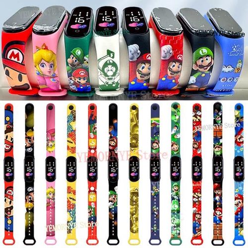 Mario Bros Children's Watches Action Figures Luigi Princess Peach Yoshi Bowser Kids Sport Wristband Waterproof Digital Watch