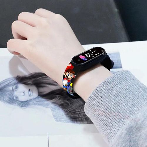 Mario Bros Children's Watches Action Figures Luigi Princess Peach Yoshi Bowser Kids Sport Wristband Waterproof Digital Watch