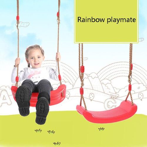 Indoor Outdoor Toys Rainbow Curved Board Swing Chair Garden Swing Kids Hanging Seat Toys with Height Adjustable Ropes