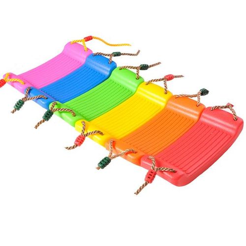 Indoor Outdoor Toys Rainbow Curved Board Swing Chair Garden Swing Kids Hanging Seat Toys with Height Adjustable Ropes