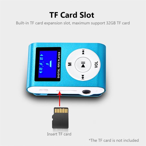 Mini Portable MP3 Music Player Metal Clip-on MP3 Player