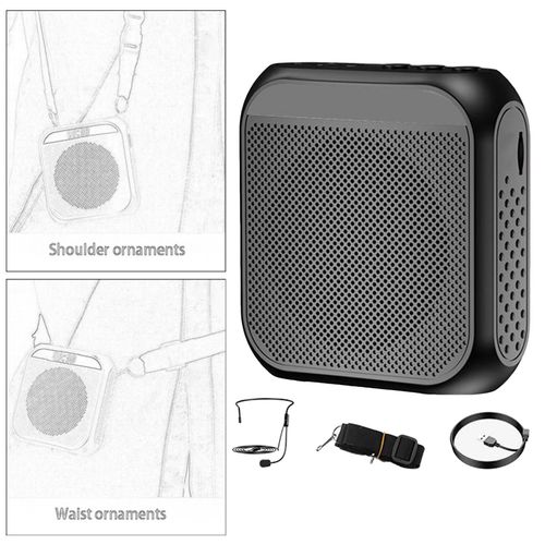 Portable Voice Amplifier Megaphone Speaker Black