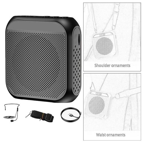 Portable Voice Amplifier Megaphone Speaker Black
