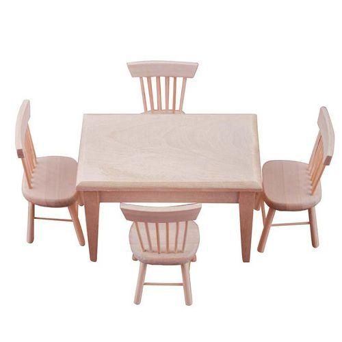 5PcsSet Miniature Dining Table Chair Model 1:12 Miniature D