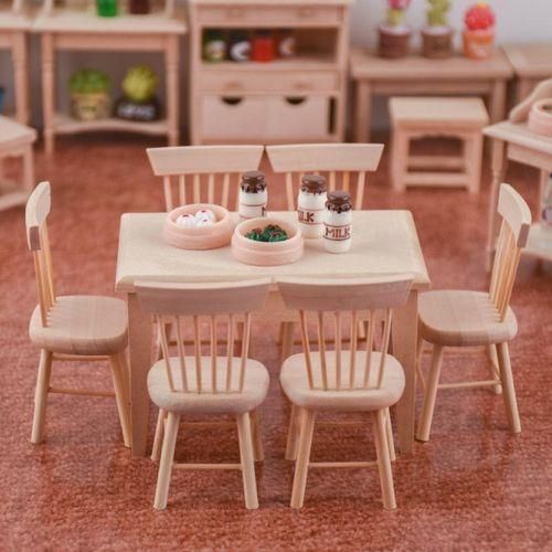 5PcsSet Miniature Dining Table Chair Model 1:12 Miniature D
