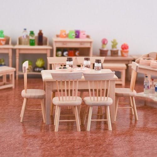 5PcsSet Miniature Dining Table Chair Model 1:12 Miniature D