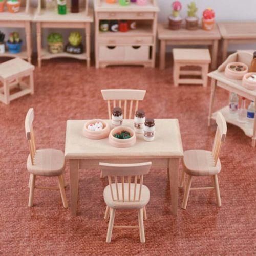 5PcsSet Miniature Dining Table Chair Model 1:12 Miniature D