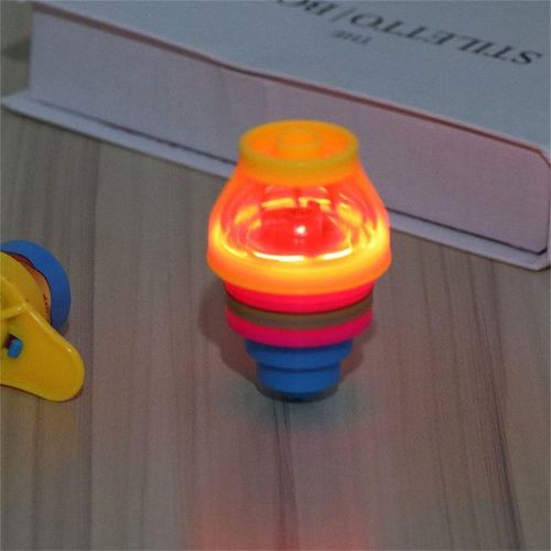 1/2/4PC Colorful Flash Nning Top Plastic Luminous Ejection Handle Gyroscope Flashing Pressure Gyro Children's Classic Toys-4PC