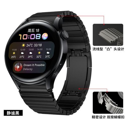 Titanium Gray Watch Band 22mm For Huawei Watch 3/gt 2 Pro 46mm Stainless Steel Chain Type Watchband Wrist Strap Bracelet