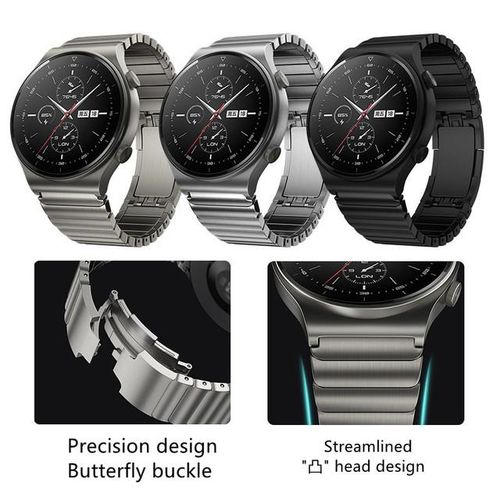 Titanium Gray Watch Band 22mm For Huawei Watch 3/gt 2 Pro 46mm Stainless Steel Chain Type Watchband Wrist Strap Bracelet