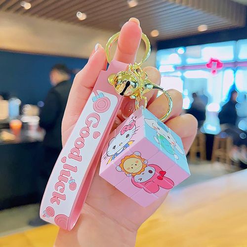 Anime Mini Sanrio Magic Cube Keychain PVC Hello Kitty Cinnamoroll?Kuromi Keychain Key Ring Backpack Accessories Jewelry