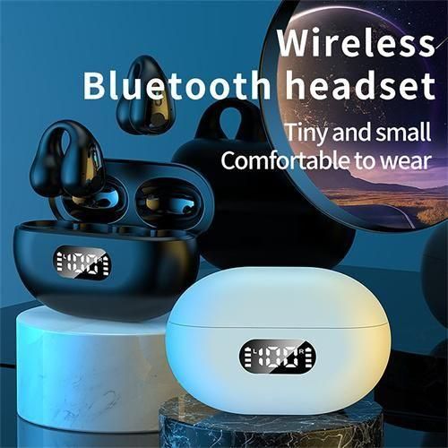 Q80 ear hook clip Bluetooth headset, air conduction sports gaming headset, touch control LED wireless Bluetooth 5.3 headset