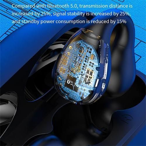 Q80 ear hook clip Bluetooth headset, air conduction sports gaming headset, touch control LED wireless Bluetooth 5.3 headset