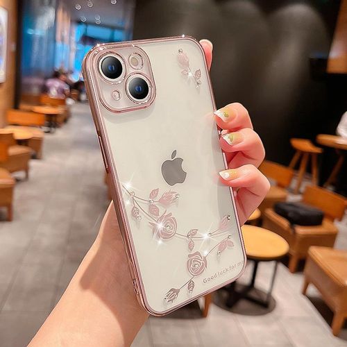 Applicable Voice Hot30 Phone Case Spark Go 2024 Glitter Electroplated Rhinestone Preserved Fresh Flower Itel A70 Set