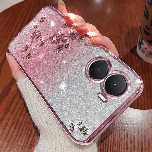 Applicable Voice Hot30 Phone Case Spark Go 2024 Glitter Electroplated Rhinestone Preserved Fresh Flower Itel A70 Set