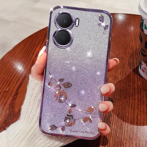 Applicable Voice Hot30 Phone Case Spark Go 2024 Glitter Electroplated Rhinestone Preserved Fresh Flower Itel A70 Set