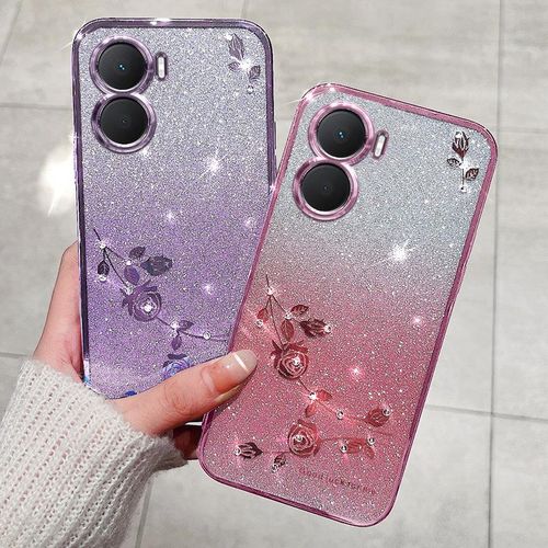 Applicable Voice Hot30 Phone Case Spark Go 2024 Glitter Electroplated Rhinestone Preserved Fresh Flower Itel A70 Set