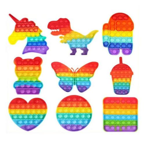 New Pop Sensory Toys Rainbow Fidget Toys Children Push Its Kawaii Autism Needs Squishy Stress Reliever Toys