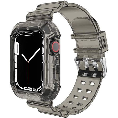 Case+Strap for Apple Watch Band 44mm 40mm 45mm 41mm 38mm Accessories Transparent Silicone Bracelet iWatch series 9 8 3 5 6 se 7